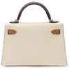 Hermès Kelly Sellier Mini II Limited Edition Tricolor Nata / Chai / Gris Meyer Epsom PHW