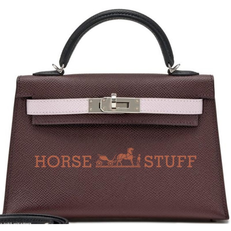 Hermès Kelly Sellier Mini II Limited Edition Tricolor Rouge Sellier / Mauve Pale / Caban Epsom PHW