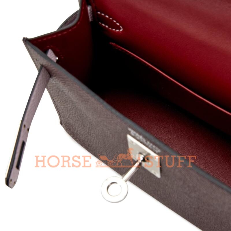 Hermès Kelly Sellier Mini II Limited Edition Tricolor Rouge Sellier / Mauve Pale / Caban Epsom PHW