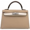 Hermès Kelly Sellier Mini II Limited Edition Tricolor Trench / Etoupe / Craie Epsom PHW