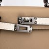 Hermès Kelly Sellier Mini II Limited Edition Tricolor Trench / Etoupe / Craie Epsom PHW