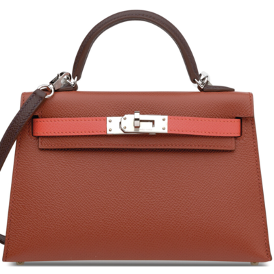 Hermès Kelly Sellier Mini II Limited Edition Tricolor Venitien / Rose Texas / Rouge Sellier Epsom PHW