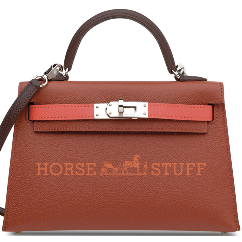 Hermès Kelly Sellier Mini II Limited Edition Tricolor Venitien / Rose Texas / Rouge Sellier Epsom PHW