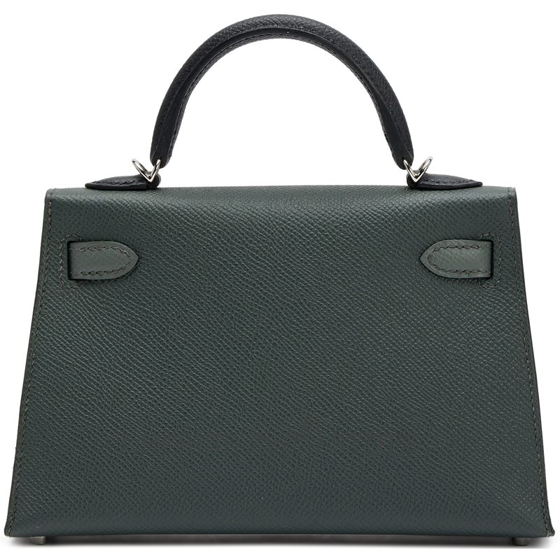 Hermès Kelly Sellier Mini II Limited Edition Tricolor Vert Mangrove / Vert Amande / Black Epsom PHW