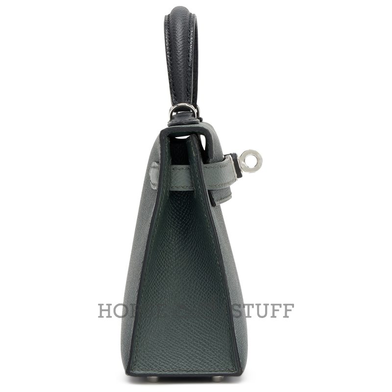 Hermès Kelly Sellier Mini II Limited Edition Tricolor Vert Mangrove / Vert Amande / Black Epsom PHW