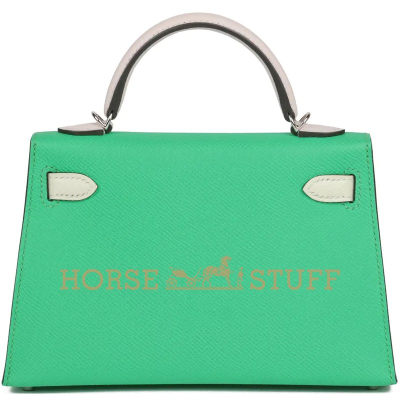 Hermès Kelly Sellier Mini II Limited Edition Tricolor Vert Comics / Vert Fizz / Gris Perle Epsom PHW