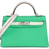 Hermès Kelly Sellier Mini II Limited Edition Tricolor Vert Comics / Vert Fizz / Gris Perle Epsom PHW