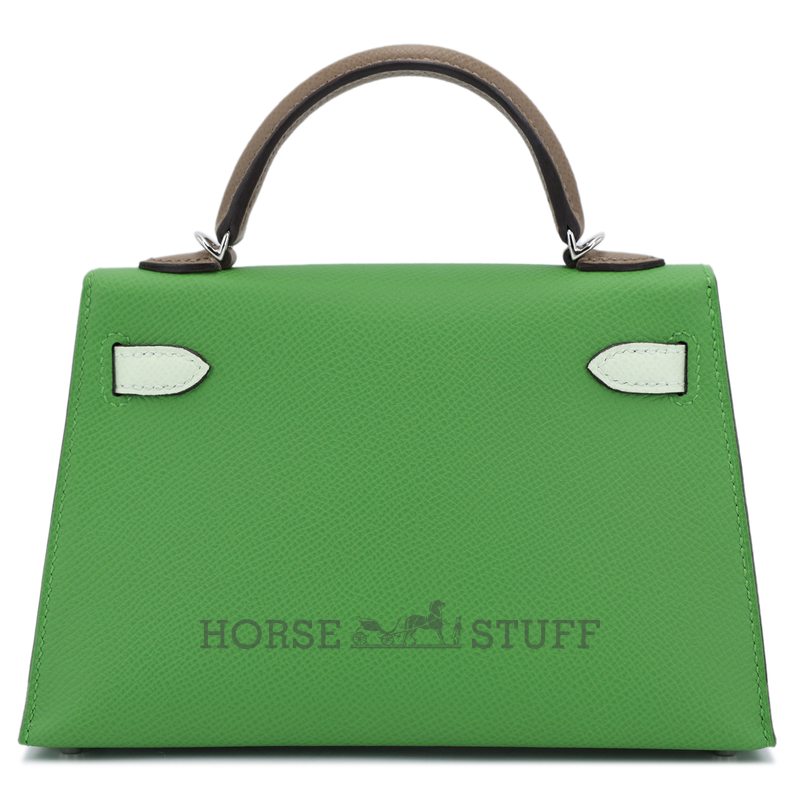 Hermès Kelly Sellier Mini II LIMITED EDITION TRICOLOR Vert Yucca / Etoupe / Vert Fizz Epsom GHW