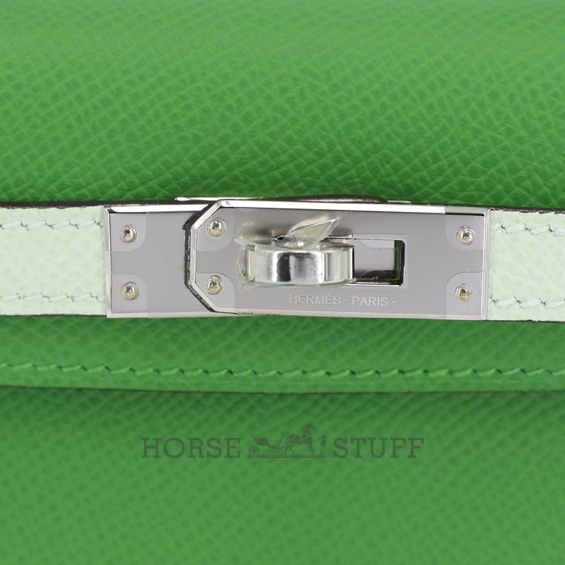 Hermès Kelly Sellier Mini II LIMITED EDITION TRICOLOR Vert Yucca / Etoupe / Vert Fizz Epsom GHW