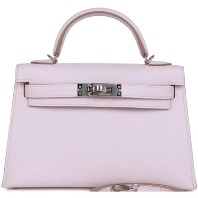 Hermès Kelly Sellier Mini II Mauve Pale Epsom PHW