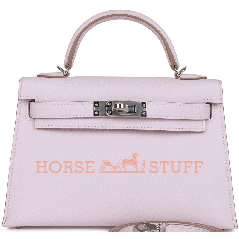 Hermès Kelly Sellier Mini II Mauve Pale Epsom PHW