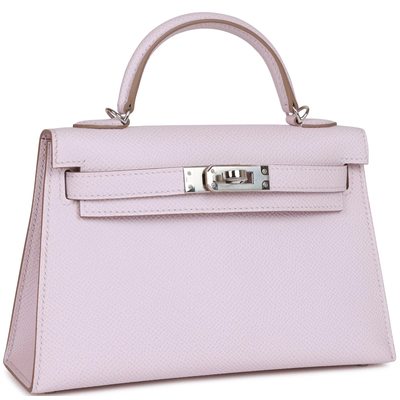 Hermès Kelly Sellier Mini II Mauve Pale Epsom PHW