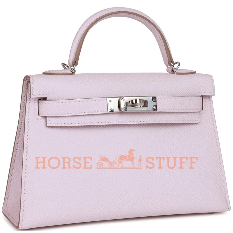 Hermès Kelly Sellier Mini II Mauve Pale Epsom PHW