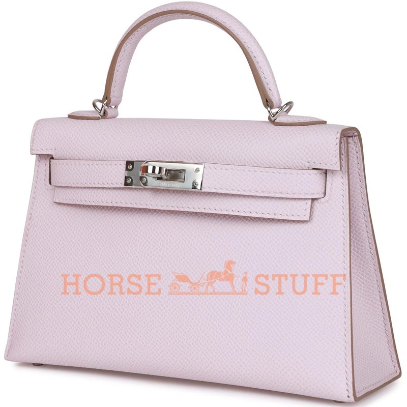 Hermès Kelly Sellier Mini II Mauve Pale Epsom PHW