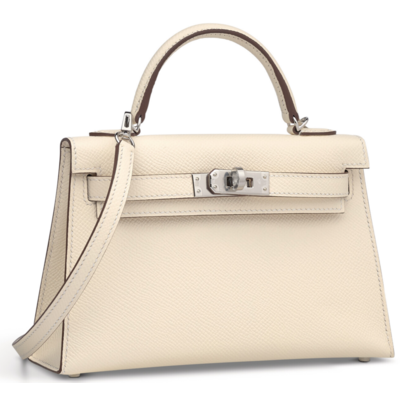 Hermès Kelly Sellier Mini II Nata Epsom PHW