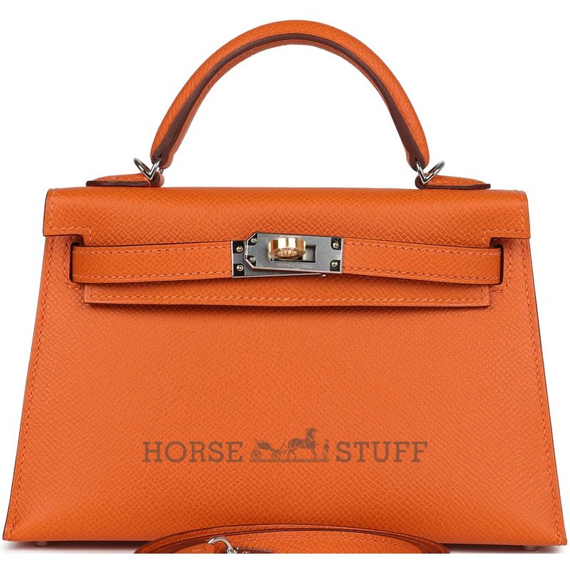 Hermès Kelly Sellier Mini II Orange Epsom Electrum HW