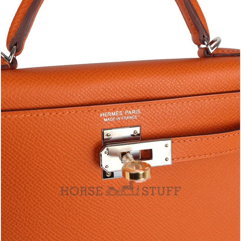 Hermès Kelly Sellier Mini II Orange Epsom Electrum HW