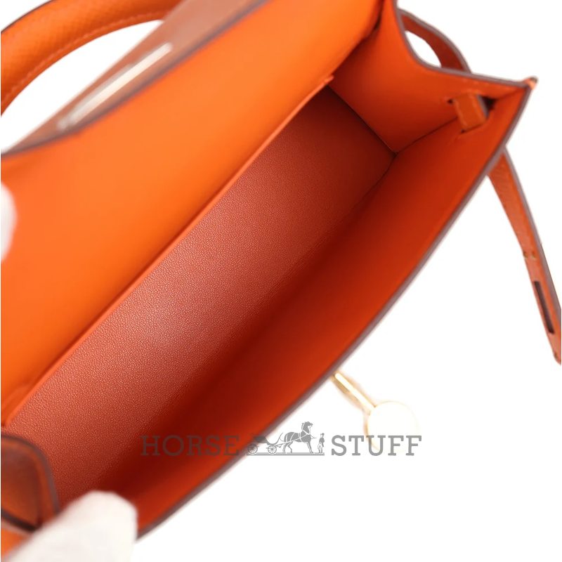 Hermès Kelly Sellier Mini II Orange Epsom Electrum HW
