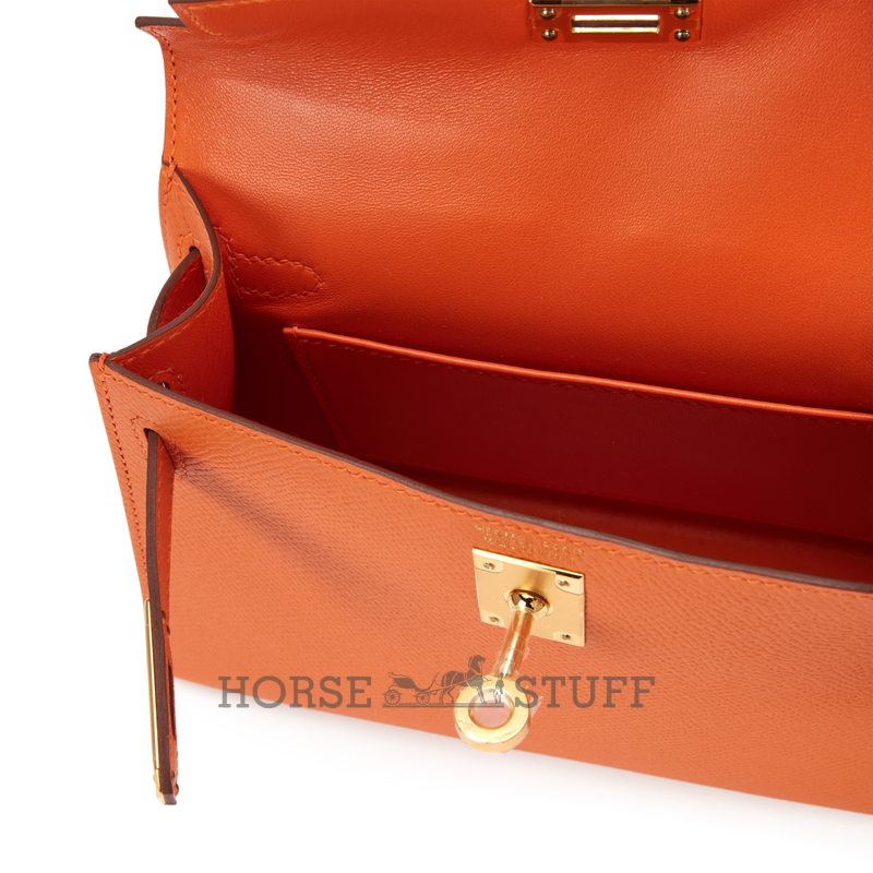 Hermès Kelly Sellier Mini II Orange Epsom GHW