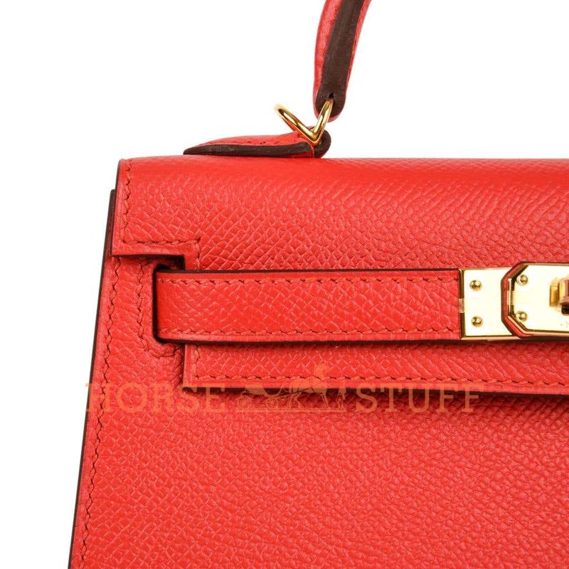 Hermès Kelly Sellier Mini II Rouge Tomate Epsom GHW