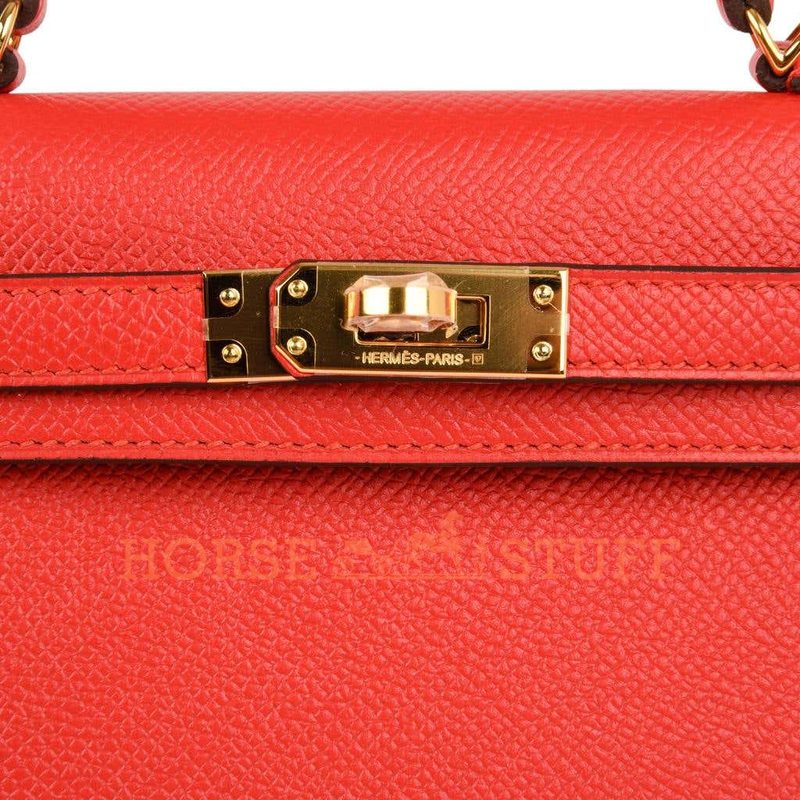 Hermès Kelly Sellier Mini II Rouge Tomate Epsom GHW