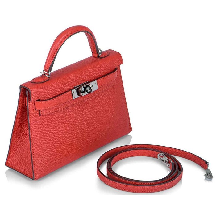 Hermes Mini Kelly II Bag s5 Rouge Tomate Epsom PHW