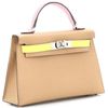 Hermès Kelly Sellier Mini II Limited Edition Tricolor Chai / Mauve Sylvestre / Jaune de Naples Epsom PHW