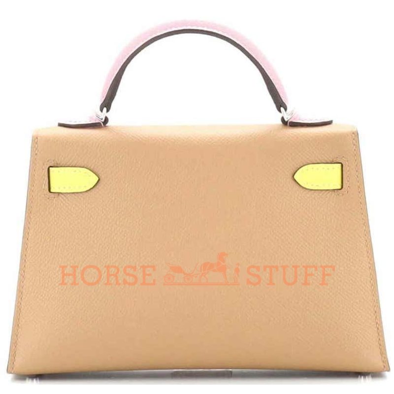 Hermès Kelly Sellier Mini II Limited Edition Tricolor Chai / Mauve Sylvestre / Jaune de Naples Epsom PHW