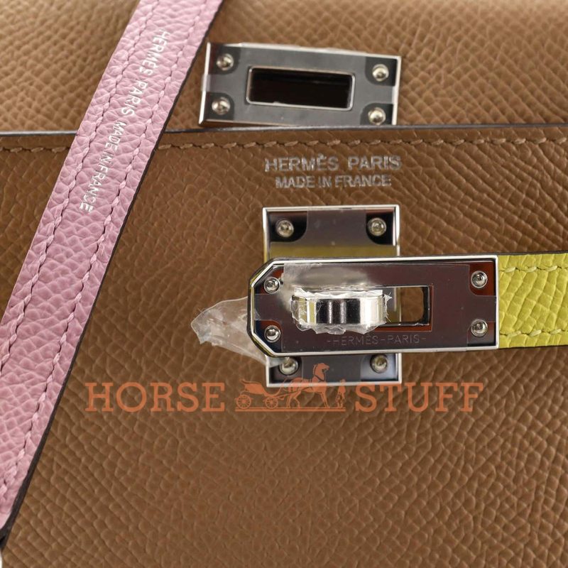 Hermès Kelly Sellier Mini II Limited Edition Tricolor Chai / Mauve Sylvestre / Jaune de Naples Epsom PHW