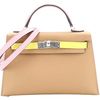 Hermès Kelly Sellier Mini II Limited Edition Tricolor Chai / Mauve Sylvestre / Jaune de Naples Epsom PHW