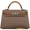 Hermès Kelly Sellier Mini II Limited Edition Tricolor Etoupe / Alezan / Biscuit Epsom PHW