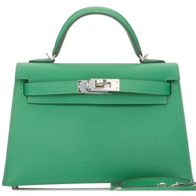 Hermès Kelly Sellier Mini II Verso Cactus / Blue Atoll Epsom PHW