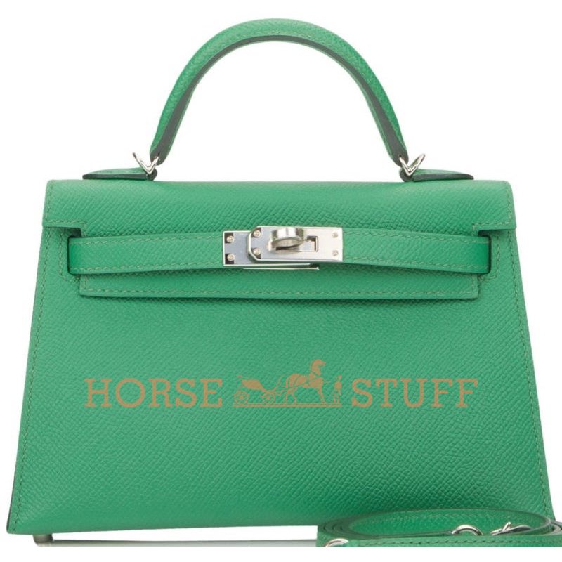 Hermès Kelly Sellier Mini II Verso Cactus / Blue Atoll Epsom PHW