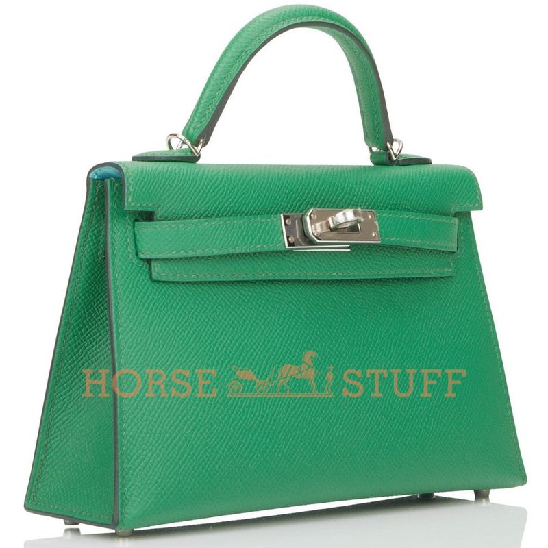 Hermès Kelly Sellier Mini II Verso Cactus / Blue Atoll Epsom PHW