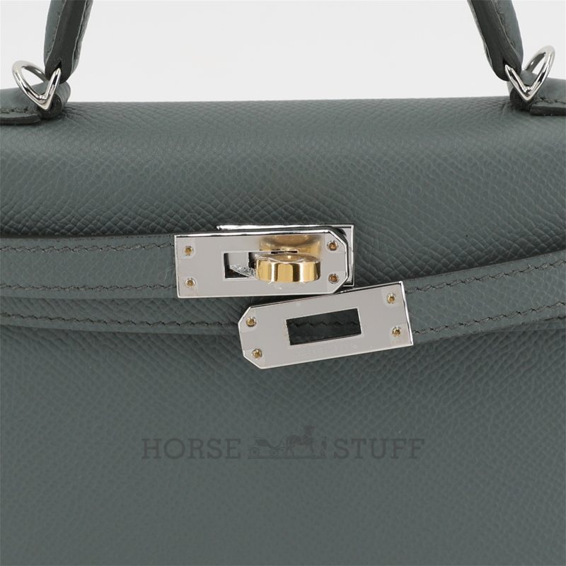 Hermès Kelly Sellier Mini II Vert Amande Epsom Electrum