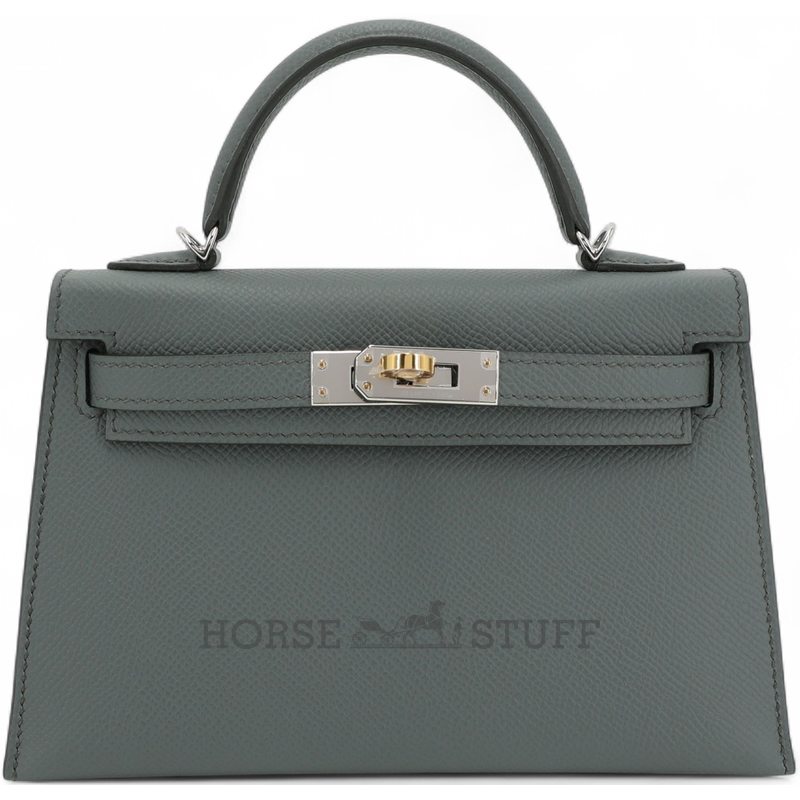 Hermès Kelly Sellier Mini II Vert Amande Epsom Electrum
