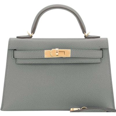 Hermès Kelly Sellier Mini II Vert Amande Epsom GHW