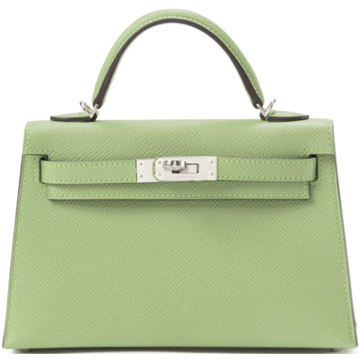 Hermès Kelly Sellier Mini II Vert Criquet Epsom PHW