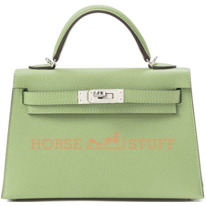 Hermès Kelly Sellier Mini II Vert Criquet Epsom PHW