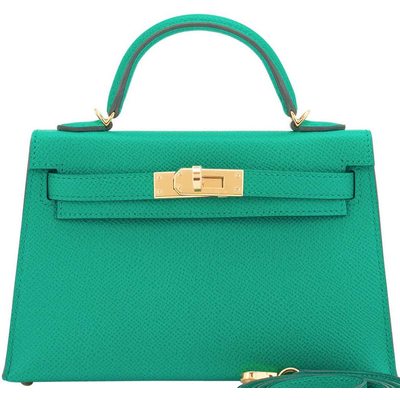 Hermès Kelly Sellier Mini II Vert Jade Epsom GHW