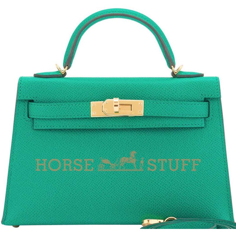 Hermès Kelly Sellier Mini II Vert Jade Epsom GHW