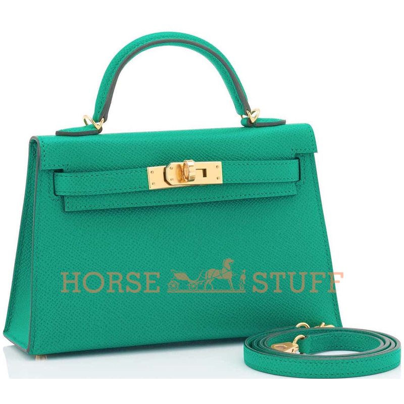 Hermès Kelly Sellier Mini II Vert Jade Epsom GHW