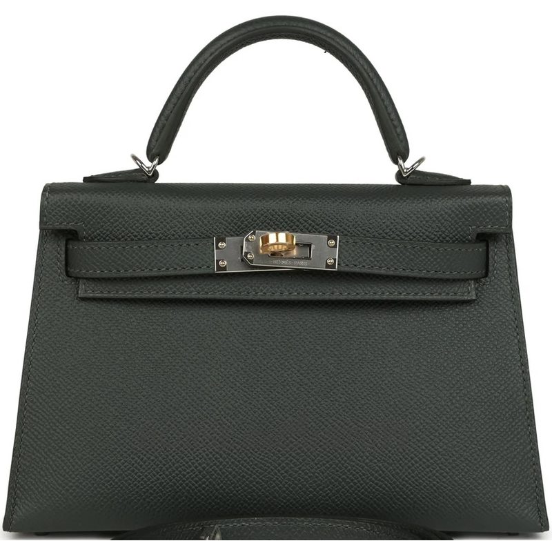 Hermès Kelly Sellier Mini II Vert Mangrove Epsom Electrum