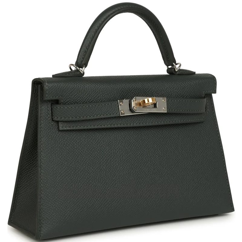 Hermès Kelly Sellier Mini II Vert Mangrove Epsom Electrum