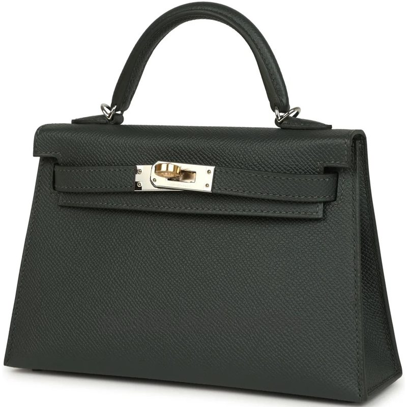 Hermès Kelly Sellier Mini II Vert Mangrove Epsom Electrum