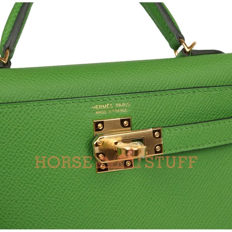 Hermès Kelly Sellier Mini II Vert Yucca Epsom GHW