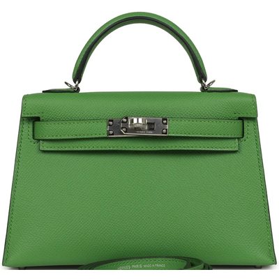 Hermès Kelly Sellier Mini II Vert Yucca Epsom PHW