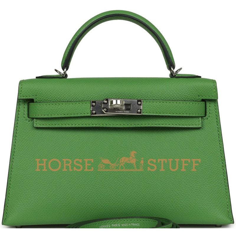 Hermès Kelly Sellier Mini II Vert Yucca Epsom PHW