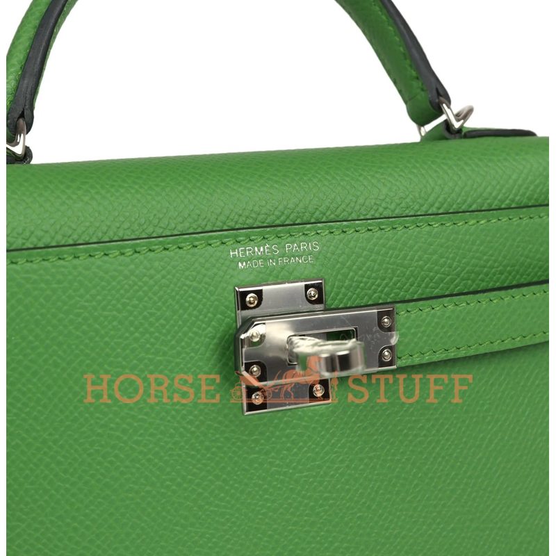 Hermès Kelly Sellier Mini II Vert Yucca Epsom PHW