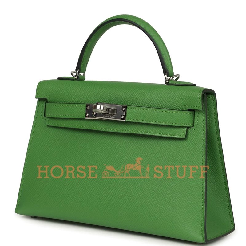 Hermès Kelly Sellier Mini II Vert Yucca Epsom PHW